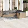 vidaXL 9-delige Loungeset met kussens poly rattan beige
