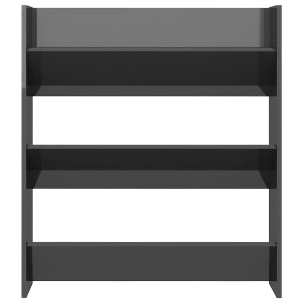 vidaXL Wandschoenenkast 80x18x90 cm bewerkt hout hoogglans grijs