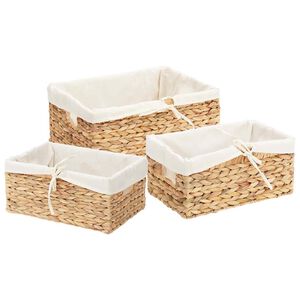 vidaXL Opslagmanden 3 pcs Naturel 40 x 30 x 18 cm Waterhyacint
