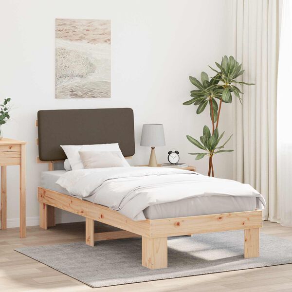 vidaXL Bedframe met Gevoerd Hoofdgedeelte Taupe 100 x 200 cm