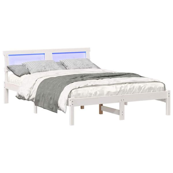 vidaXL Bedframe met hoofdeinde Wit 120 x 200 cm Massief grenenhout