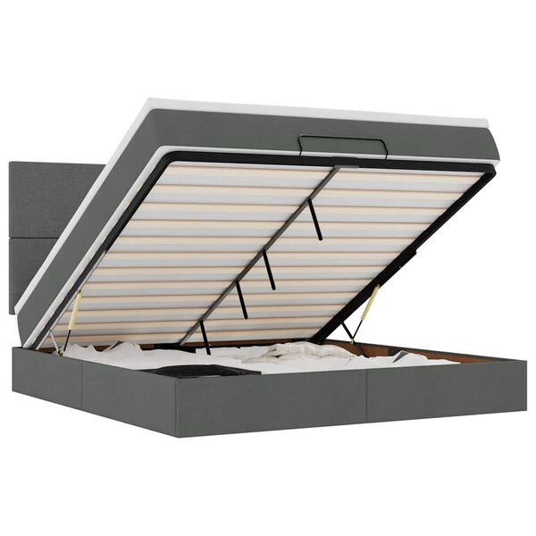 vidaXL Ottoman bed met matras en LED's 160x200cm stof donkergrijs