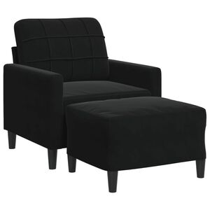 vidaXL Fauteuil met voetenbank 60 cm fluweel zwart