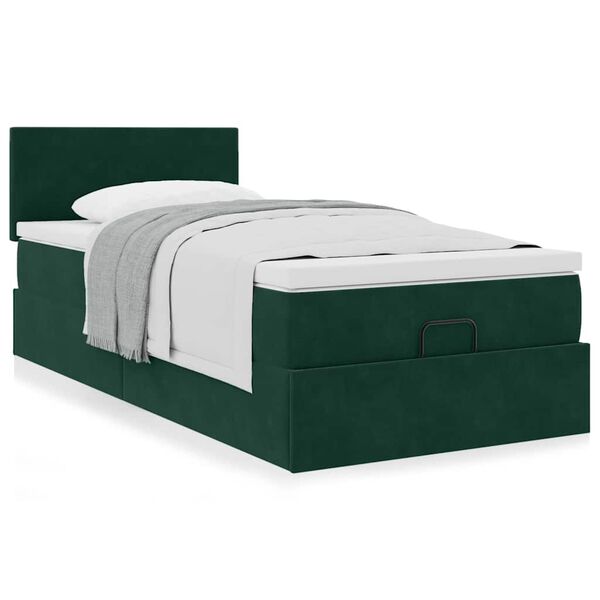 vidaXL Ottoman bed met matras 90x190cm fluweel donkergroen