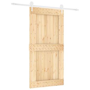 vidaXL Schuifdeur Natuurlijk en Wit 100 x 210 cm Massief Grenenhout