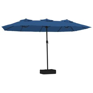 vidaXL Parasol dubbel dak met LED 449x265 cm azuurblauw