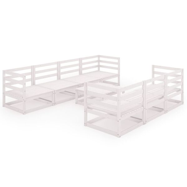 vidaXL 8-delige Loungeset massief grenenhout wit