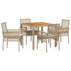 vidaXL Tuin eettafelset 5 pcs Beige poly rattan