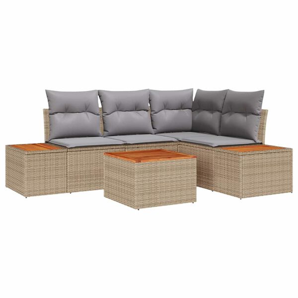 vidaXL Tuinbankenset met kussen 4 pcs Beige en Licht Grijs Polyrattan