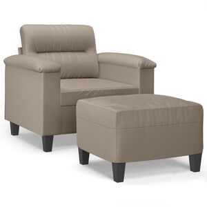 vidaXL Fauteuil met voetenbank 60 cm microvezelstof taupe
