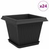 vidaXL Plantenpotten 24 pcs Zwart 28,5 x 28,5 x 22 cm Kunststof