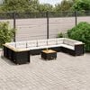 vidaXL 11-delige Loungeset met kussens poly rattan zwart