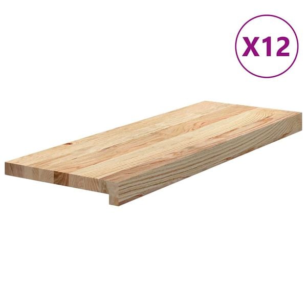 vidaXL Traptreden 12 st 70x25x2 cm onbehandeld massief eikenhout