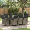 vidaXL Tuin eettafelset met kussen 9 pcs Grijs poly rattan