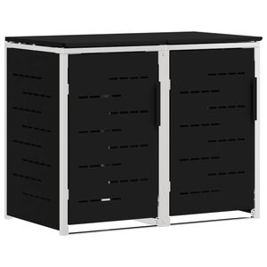 vidaXL Afvalbak opslag Zwart 138 x 77,5 x 112,5 cm Roestvrij staal