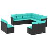 vidaXL 11-delige tuinbankset met kussens, zwart polyrotan