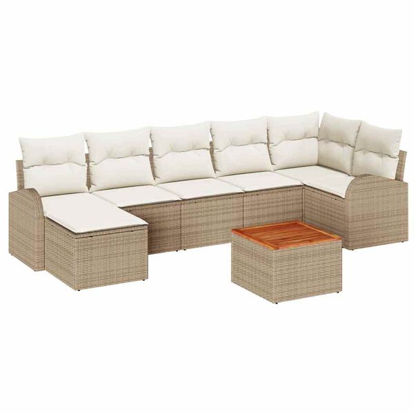 vidaXL Tuinbankenset met kussen 8 pcs Beige poly rattan