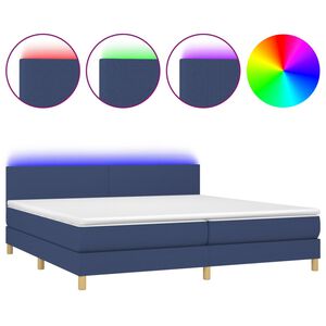 vidaXL Boxspring met matras en LED stof blauw 200x200 cm