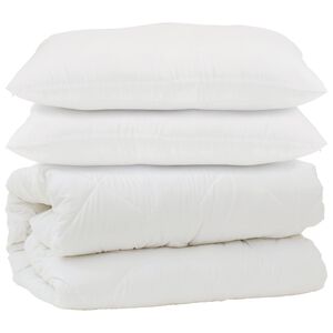 vidaXL Dekbed met kussen 3 pcs Wit Microfibre