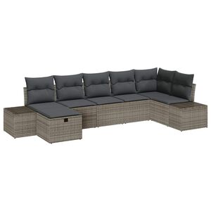 vidaXL Tuin Sofa Set met kussen 7 pcs Grijs poly rattan