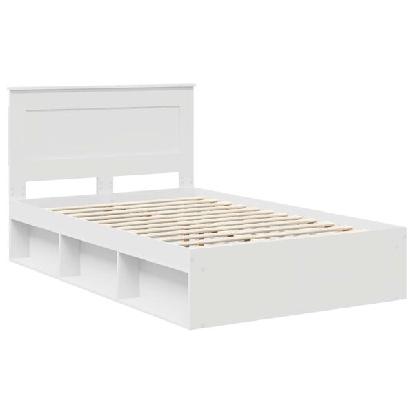vidaXL Bedframe met hoofdeinde Wit 120 x 200 cm Massief grenenhout