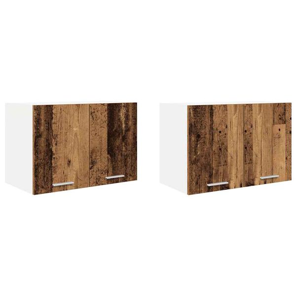 vidaXL Hangkast 2 pcs Oude Hout en Wit 60 x 31 x 40 cm Bewerkt hout