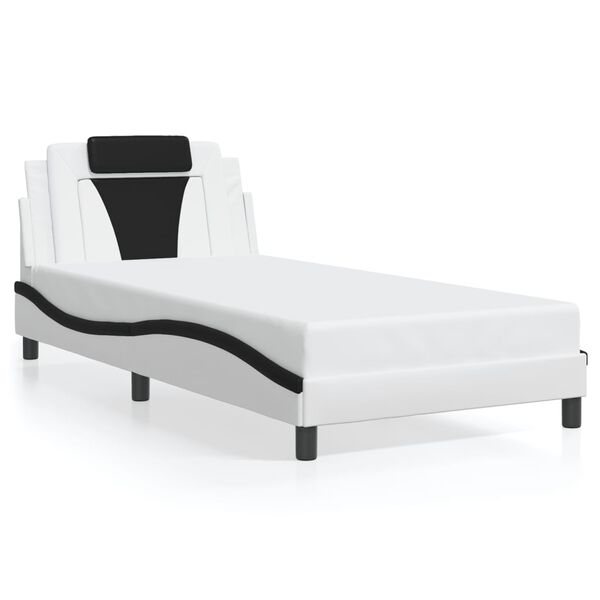 vidaXL Bedframe "Viana" zonder matras kunstleer zwart en wit 100x200 cm