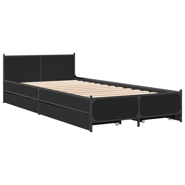vidaXL Bedframe met lades bewerkt hout zwart 90x200 cm