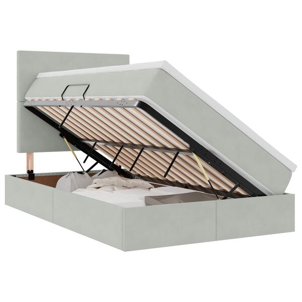 vidaXL Opbergbed met LED met matras Lichtgrijs 120 x 190 cm Fluweel