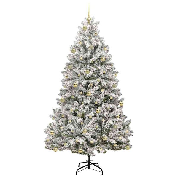vidaXL Kunstkerstboom met 300 LED Groen en Wit 240 cm PVC en Metaal
