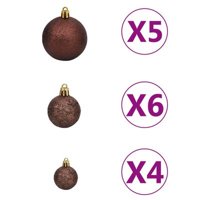 vidaXL Kunstkerstboom met verlichting en kerstballen 150 cm PET zilver