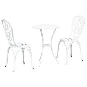 vidaXL Tuin Bistro Set 3 st Wit Aluminium