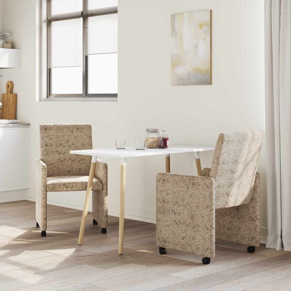 vidaXL Eetkamerstoelen met Wieltjes 2 pcs Lichtgrijs 57 x 66 x 94 cm