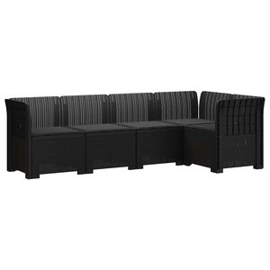vidaXL 5-Zits Tuin Sofa met Kussens Rattan Look PP Antraciet