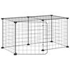 vidaXL Huisdierenkooi met deur 8 panelen 70x35x35 cm staal zwart