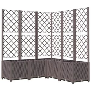 vidaXL Plantenbak met latwerk 120x120x136 cm polypropeen bruin