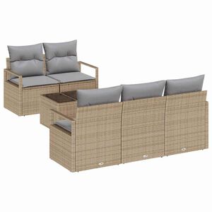 vidaXL Bankstel met kussen 6 pcs Beige en Grijs poly rattan