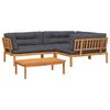 vidaXL 4-delige Loungeset pallet met kussens massief acaciahout