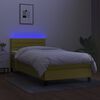 vidaXL Boxspring met matras en LED stof groen 90x200 cm