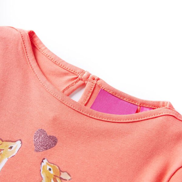 Kindershirt met lange mouwen 140 koraalkleurig