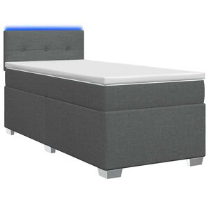 vidaXL Boxspring Bed met Matras en LED Donkergrijs Enkel Stof