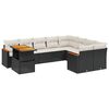 vidaXL 10-delige Loungeset met kussens poly rattan zwart