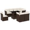 vidaXL 9-delige Loungeset met kussens poly rattan bruin