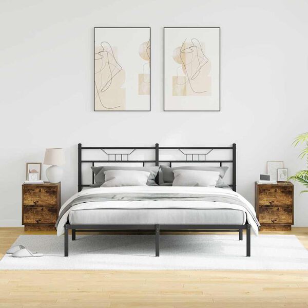 vidaXL Nachtkastje 2 pcs Gerookt eiken 39 x 34,5 x 50 cm Bewerkt hout