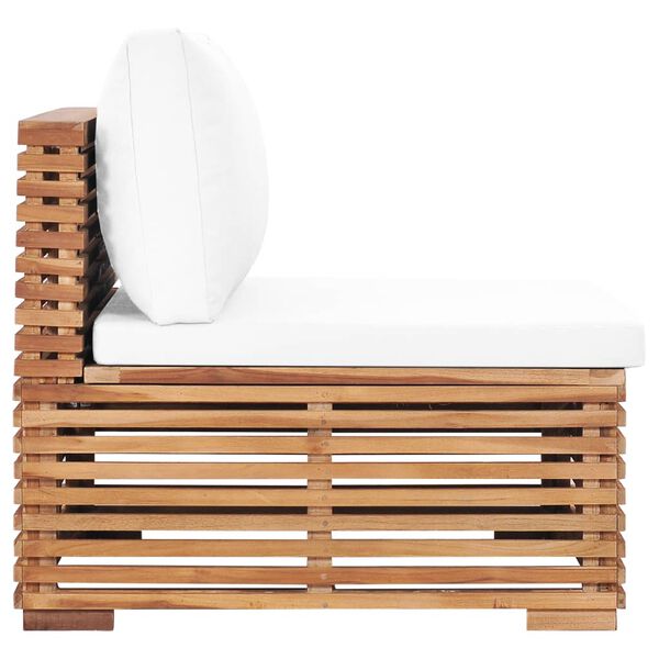 vidaXL Tuinmiddenbank met cr&egrave;mekleurige kussens massief teakhout