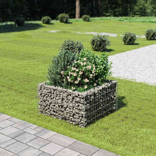 vidaXL Gabion plantenbak verhoogd 90x90x50 cm gegalvaniseerd staal