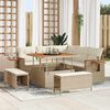 vidaXL Tuinbankenset met kussen 9 pcs Beige en Cr&egrave;me poly rattan