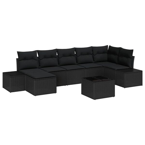 vidaXL Tuin Sofa Set met kussen met opslag 7 pcs Zwart poly rattan
