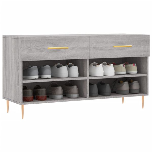 vidaXL Schoenenbank 102x35x55 cm bewerkt hout grijs sonoma eikenkleur