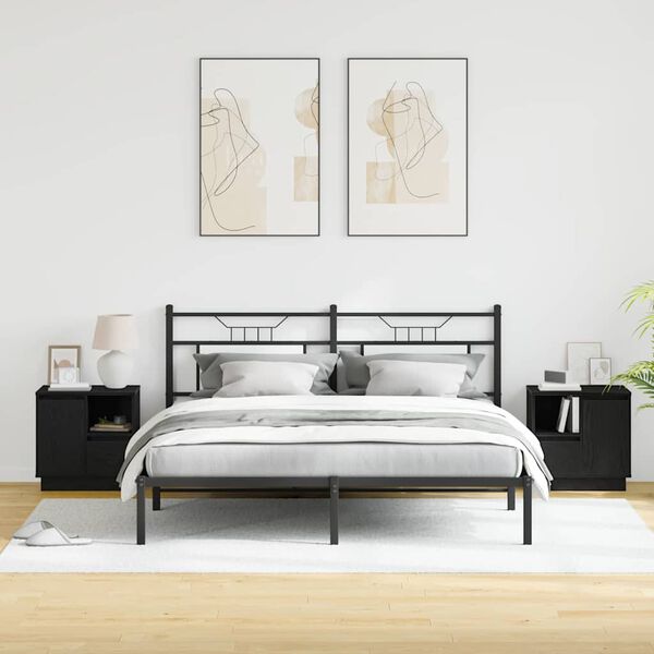 vidaXL Nachtkastje 2 pcs Zwart Eiken 50 x 34,5 x 50 cm. Bewerkt hout